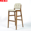 Modern Shop Garden Restaurant Wood White Counter High Bar Stool With Backs