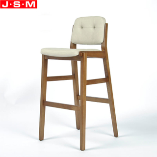 Modern Shop Garden Restaurant Wood White Counter High Bar Stool With Backs