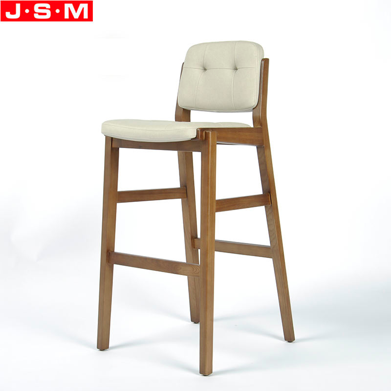 Modern Shop Garden Restaurant Wood White Counter High Bar Stool With Backs