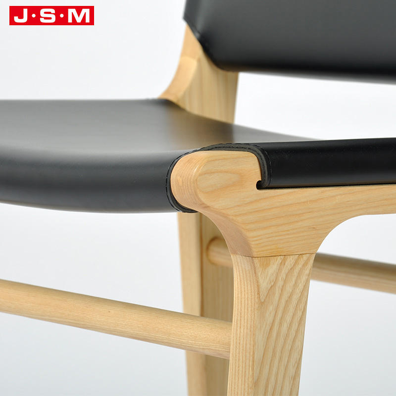 Nordic Style Artificial Leather Seat Ash Timber Frame High Bar Stools