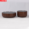 Luxury Living Room Stone Top Round Drum Shape Tea Table Coffee Table