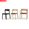 Hot Sale Leather Upholstered Cushion Wood Dining Chair With Wooden Legs