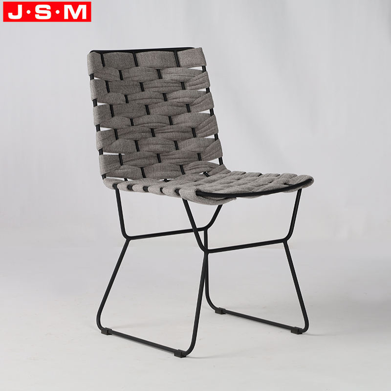 Wholesale Restaurant Dining Room Furniture Metal Weave Belt Seat Dinning Chair
