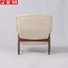 Nordic Living Room Sofa Chair White Fabric Solid Wood Frame Armchair