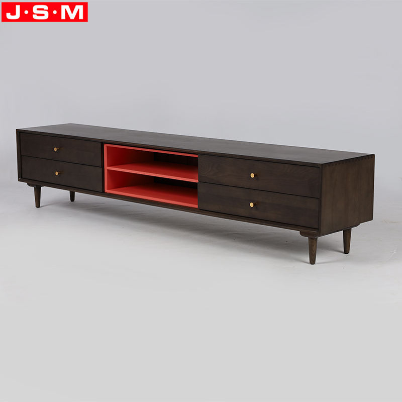 4 Drawers Wood Storage Cabinet Veneer Carcase Stand TV Cabinet For Home Living Room