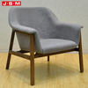 Home Furniture Fabric Cushion Seat Leisure Chair High Back Wooden Leg Armchair