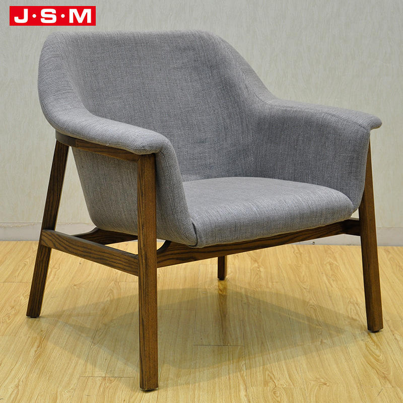 Home Furniture Fabric Cushion Seat Leisure Chair High Back Wooden Leg Armchair