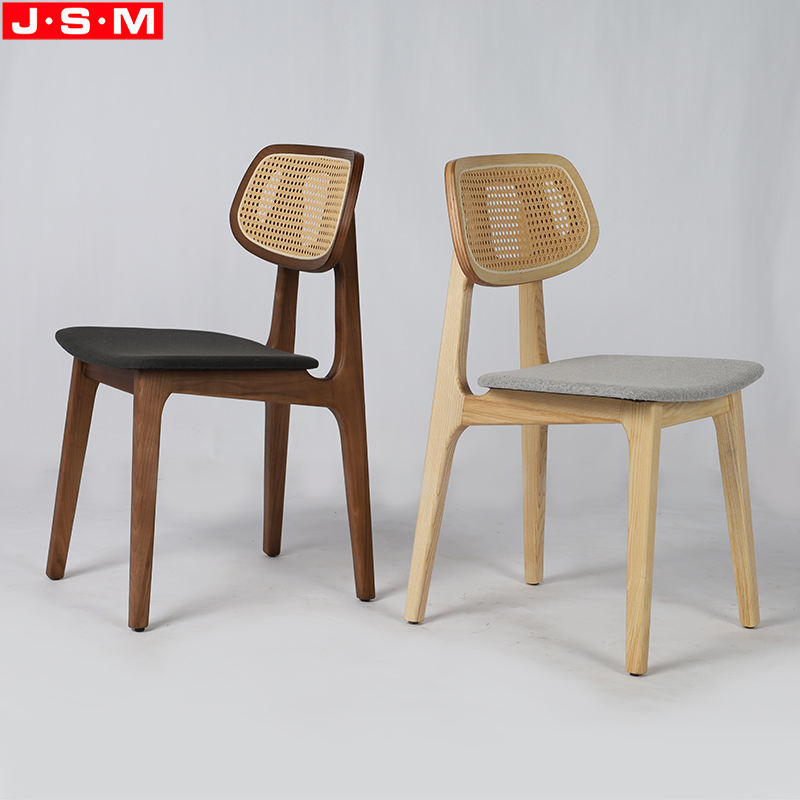 Restaurant Home Furniture Plastic Rattan Back Dining Chair With Ash Timber Frame