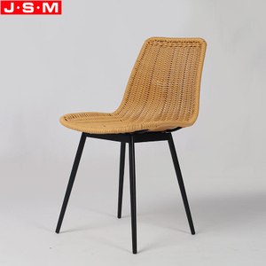 High Back PE Rattan Seat Top Coffee Shop Outdoor Dinning Chair With Metal Base