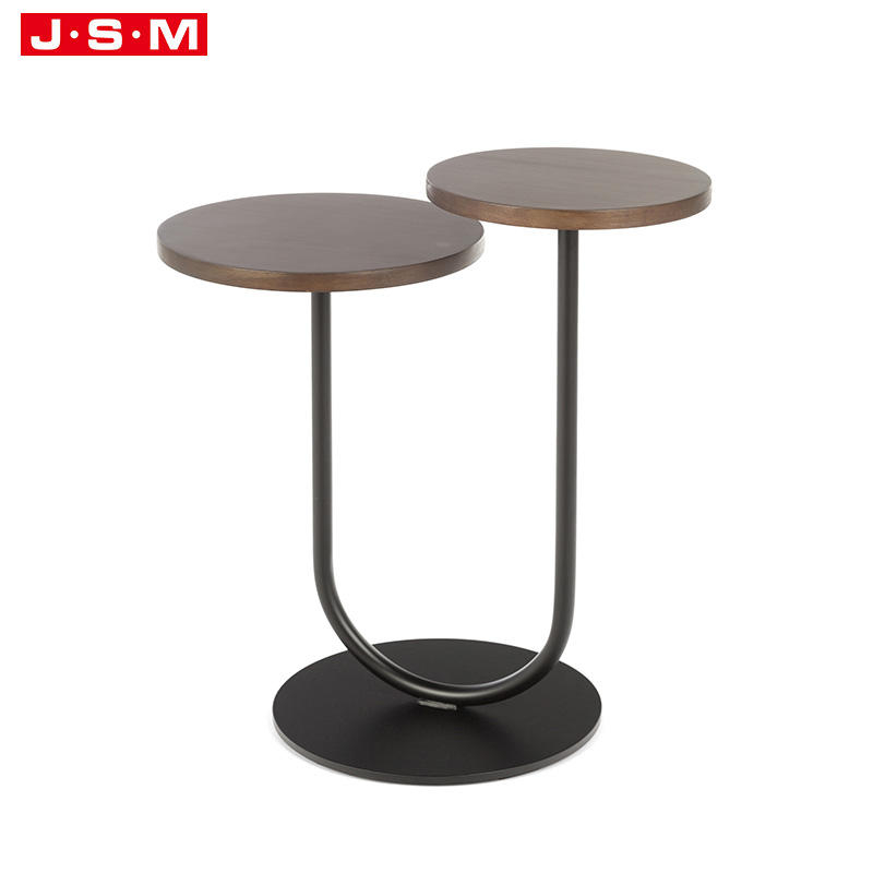 Chinese Nordic Coffee Working Table Solid Wooden Restaurant Veneer Top Metal Base Dining Table