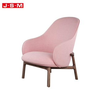 Modern Furniture Pink Cushion Seat Reclining Wooden Leg Armchair