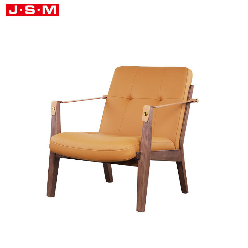 Quality Products Orange Fabric Leisure Chair Solid Wood High Back Armchair
