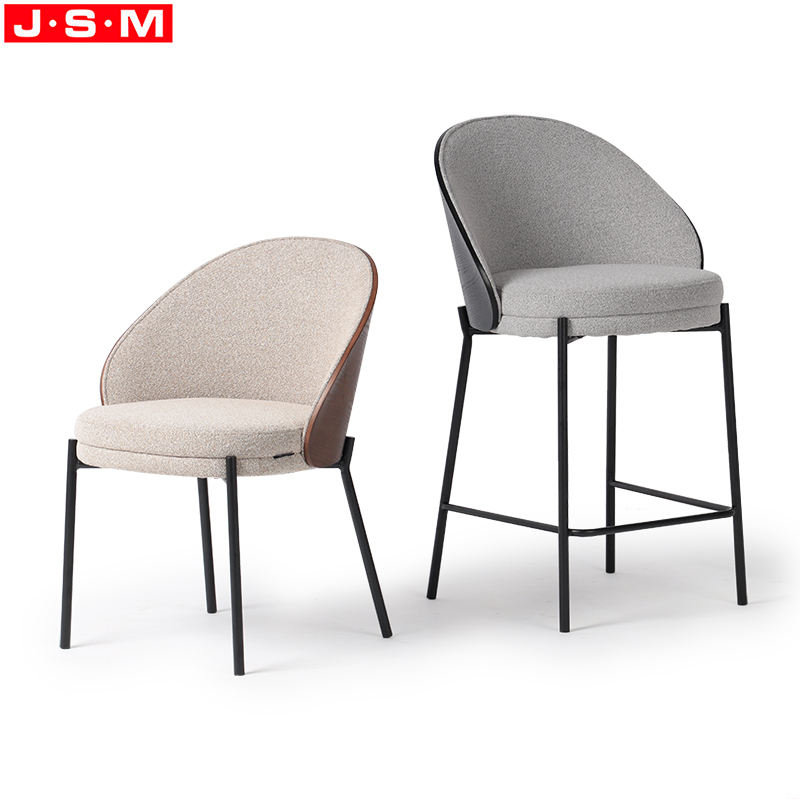 Contemporary Luxury Style High Chair Bar Stool Upholstered Metal Barstool