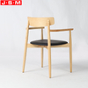 Cushion Seat Restaurant Ash Timber Dining Room Wooden Dining Chair With Armrest