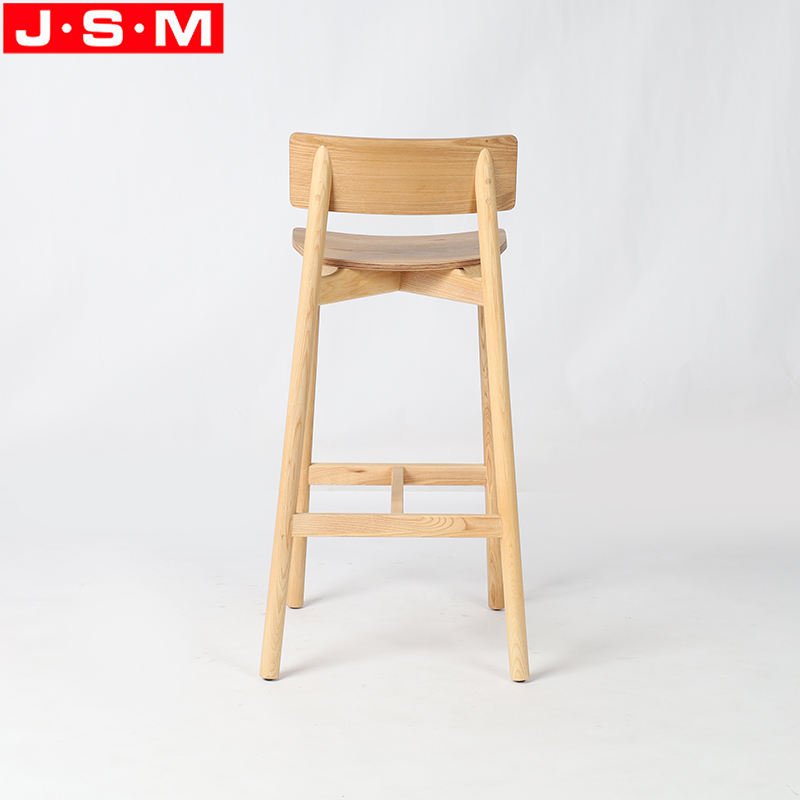 Commercial Furniture Restaurant Buff Ash Timber Wood High Back Bar Stools