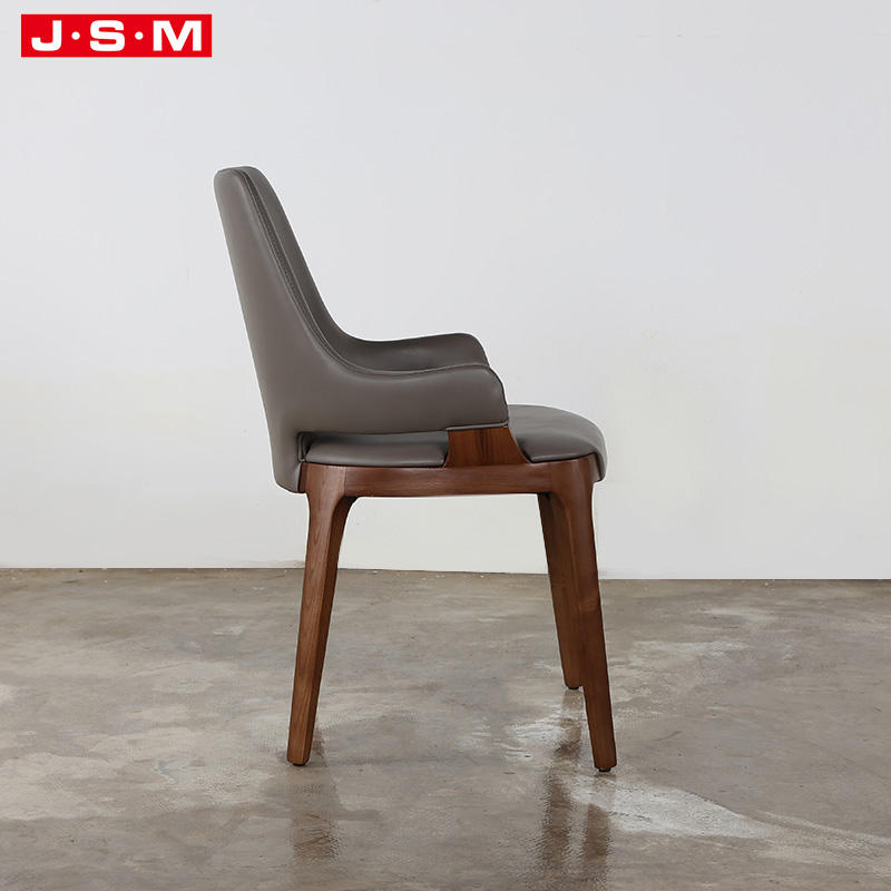 Minimalist Round Armrest Dining Chair Classic Wood Dining Chair With Gold Legs