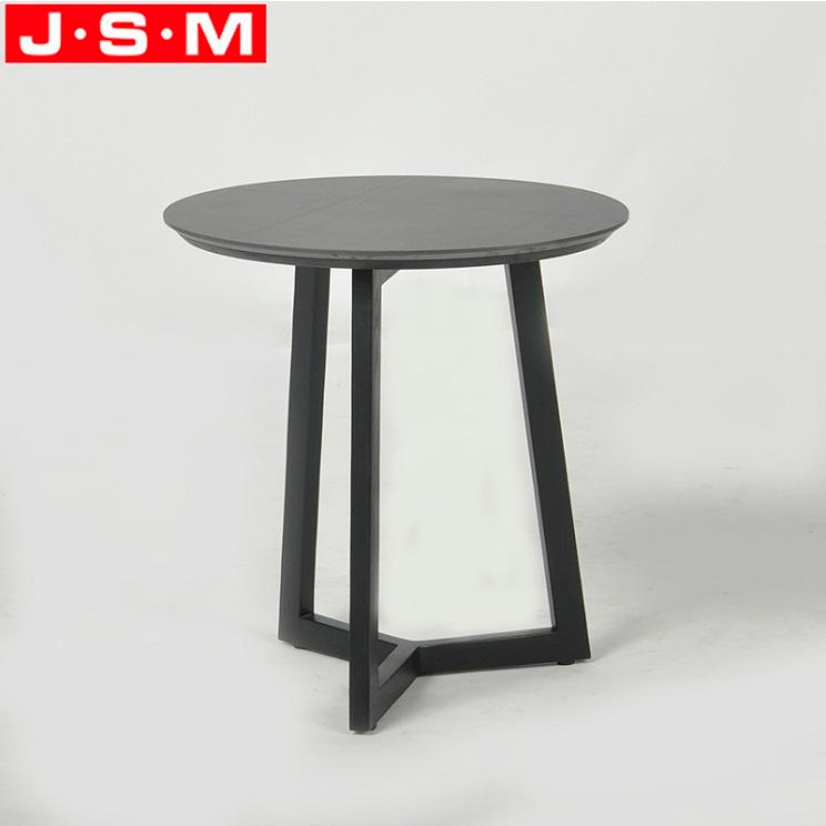 Leisure Facilities Rock Slab Table Top Ash Timber Base Black Round Living Room Coffee Tables