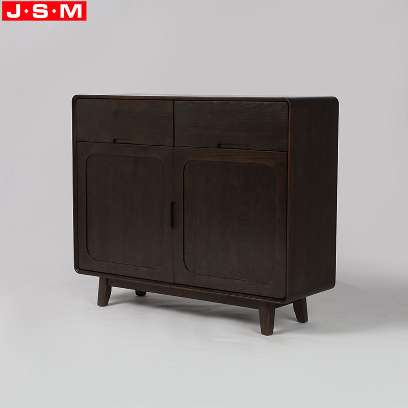 Custom Rustic Style Veneer Ash Timber Frame Wooden Brown Living Room Cabinet