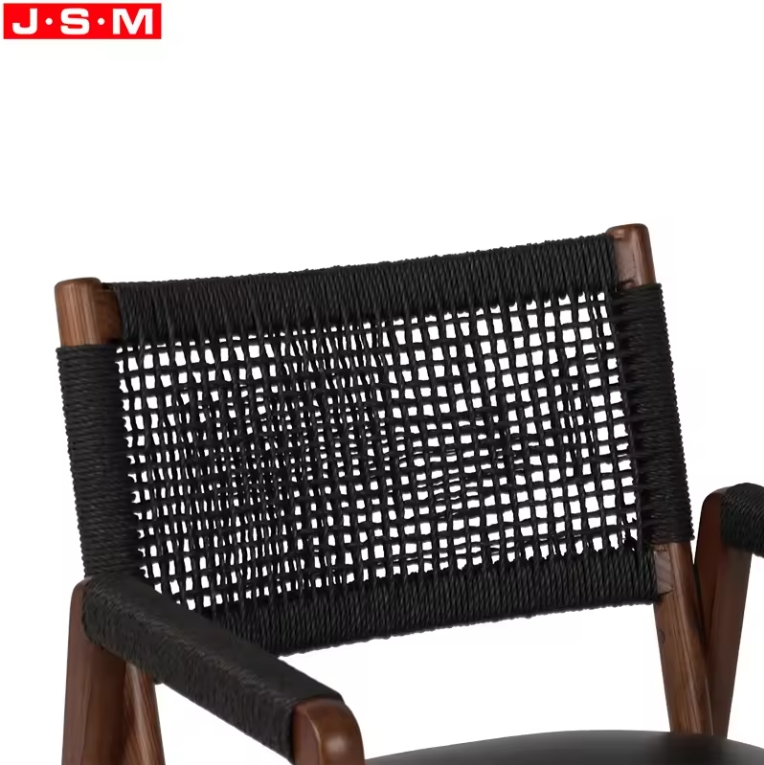 Hot Selling Luxury Quality Dinning Leather Cotton Rope Woven Back Dining Chair