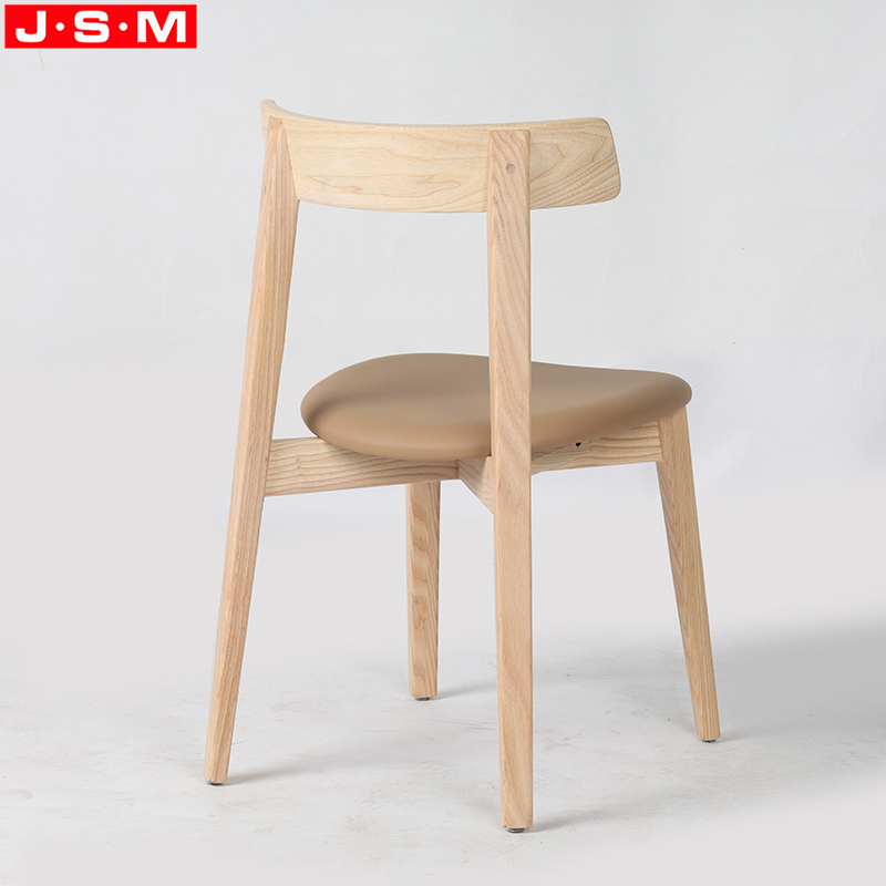 Ash Timber Frame Chairs Restaurant Cushion Back Nordic Dining Chair With Metal Leg