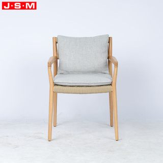 Household Luxury Furniture Paper Rope Backrest Soft Upholstery Comfortable Solid Wood Nordic Dining Chair with Armrest