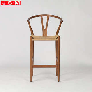 Nordic bar Chair Kitchen Counter Stool High 99cm Paper Rope Seat Wooden bar Stool for Kitchen Restaurant Comfortable