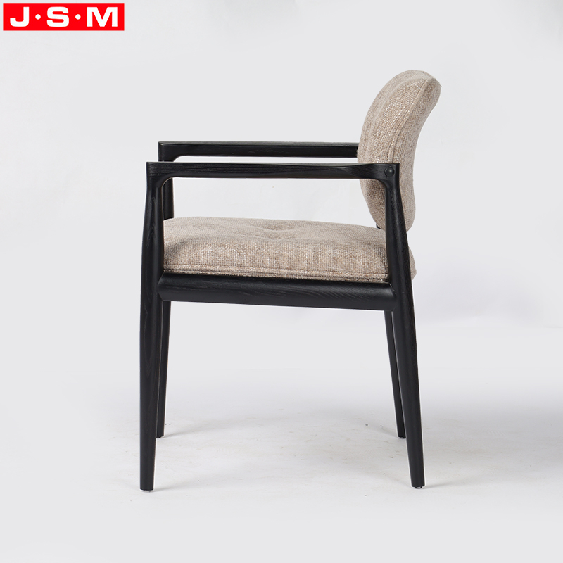 Modern Dining Chair Style Dining Chairs Elegant Fabric Upholstery Coffee Shop Ash Wood Dinning Arm Chair