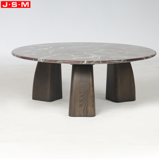 Modern Nordic Living Room Furniture Natural Marble Top and Solid Wood Legs Round Tea Coffee Table for Living Room