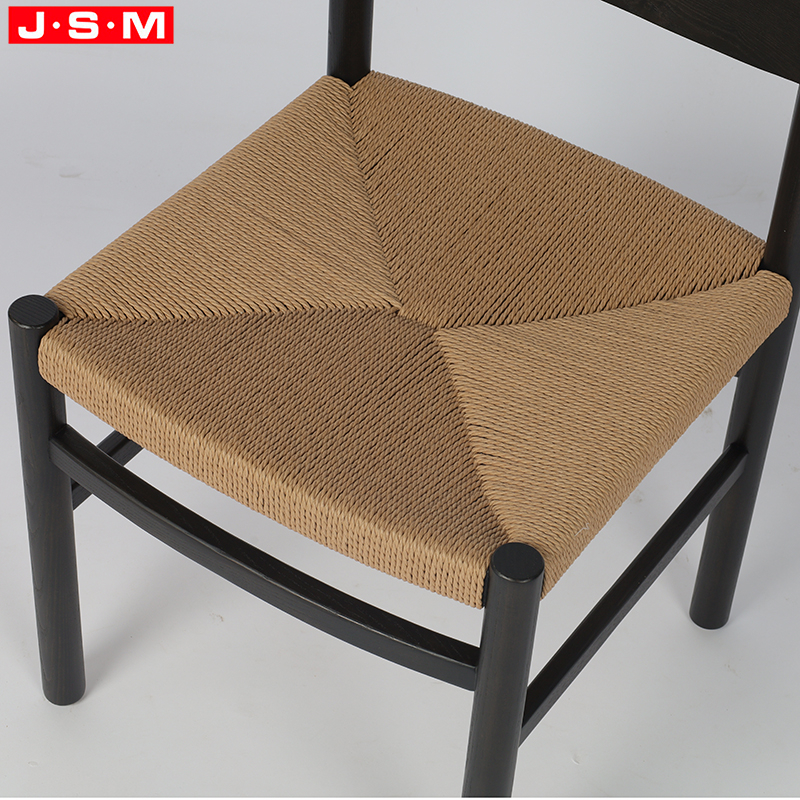Sillas Comedor Paper Rope Seat Restaurant Wooden Chairs Stackable Nordic Solid Wood Dining Chair