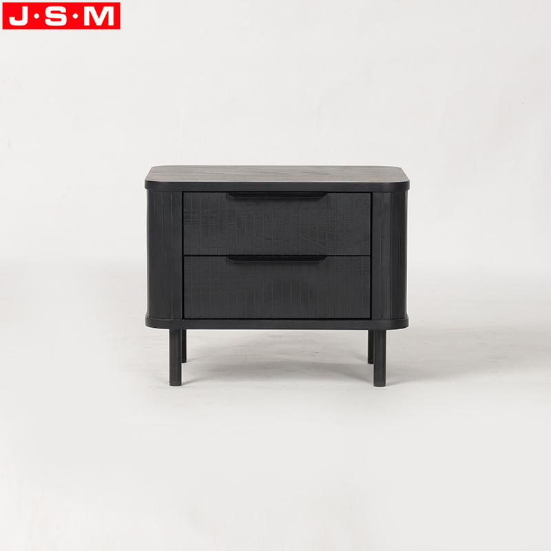 High Quality Home Furniture Ash Timber Frame Bedside Cabinet Black Colors Bedside Cabinet With Drawers