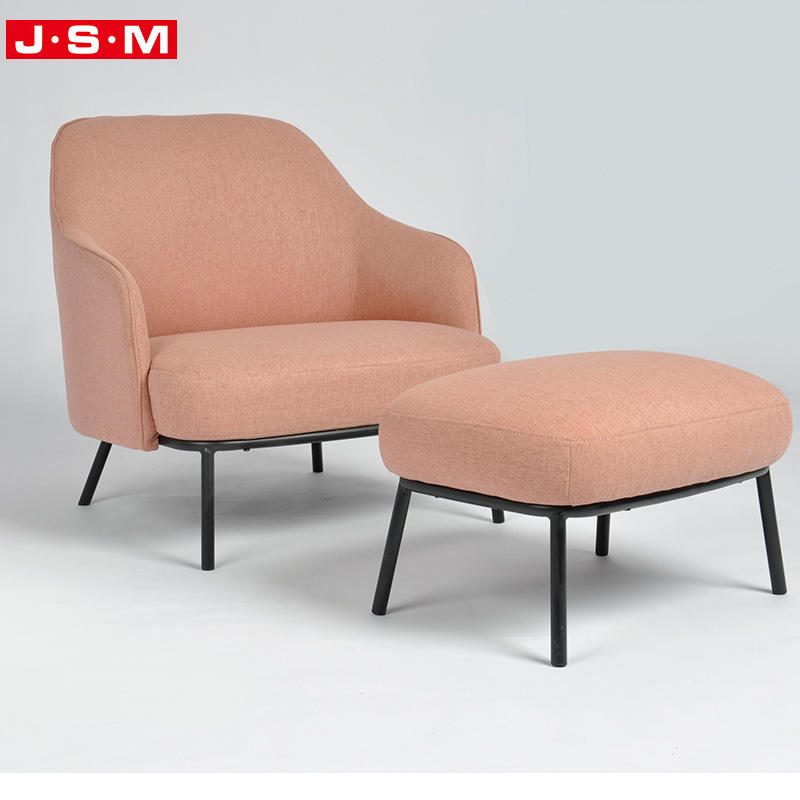 Hot Sale Modern Elegant Velvet Living Room Small Soft Round Ottoman With Metal Base