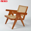 Minimalist Conference Room Big Brown Wooden Frame Single Backrest Armchair