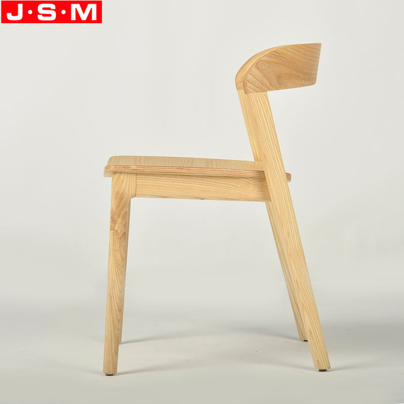 Chinese Stackable Wooden Ash Timber Frame Dining Chair Without Armrests