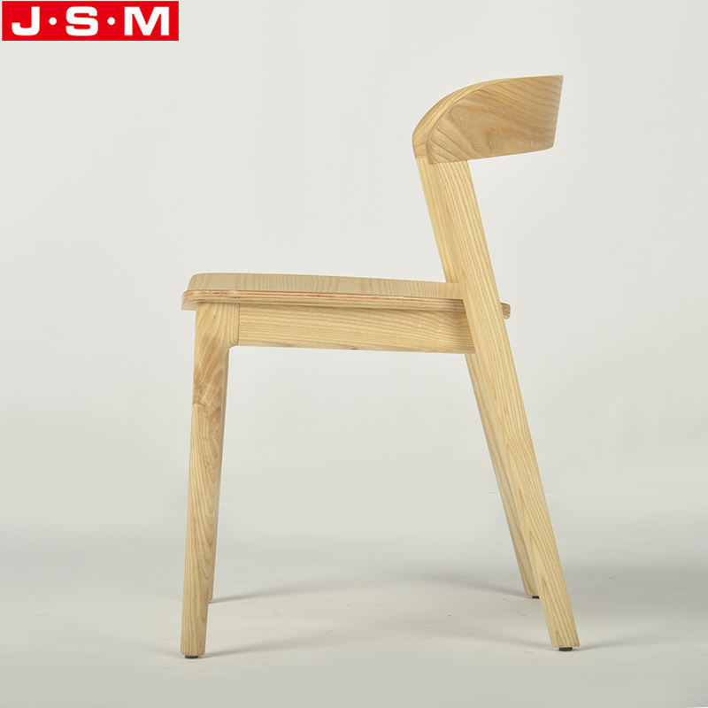 Chinese Stackable Wooden Ash Timber Frame Dining Chair Without Armrests