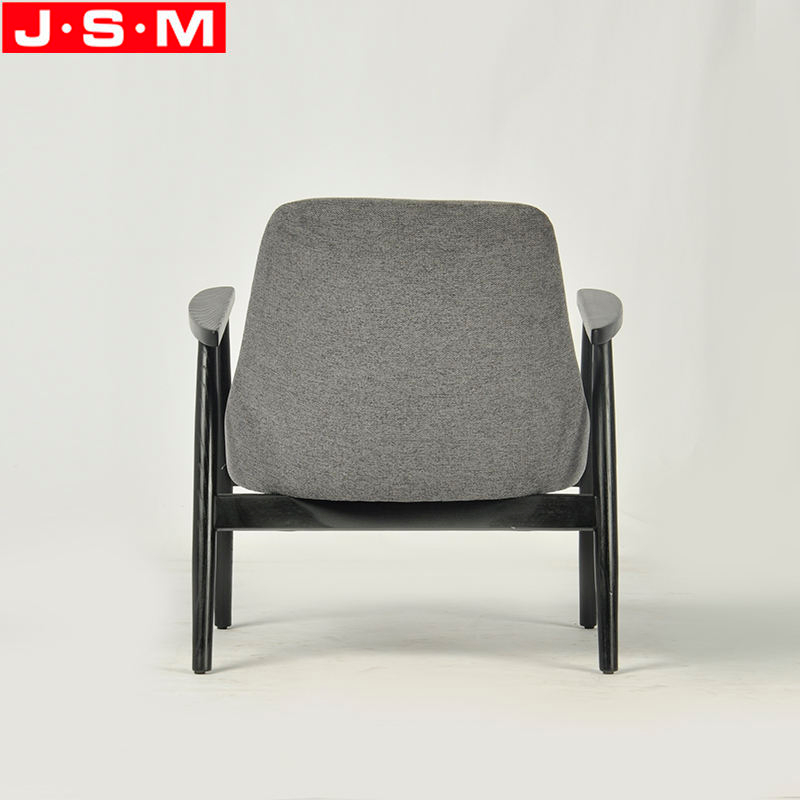 Customizable Dark Gray Leisure Chair Wooden Frame Upholstered Ash Timber Base Lounge Armchairs