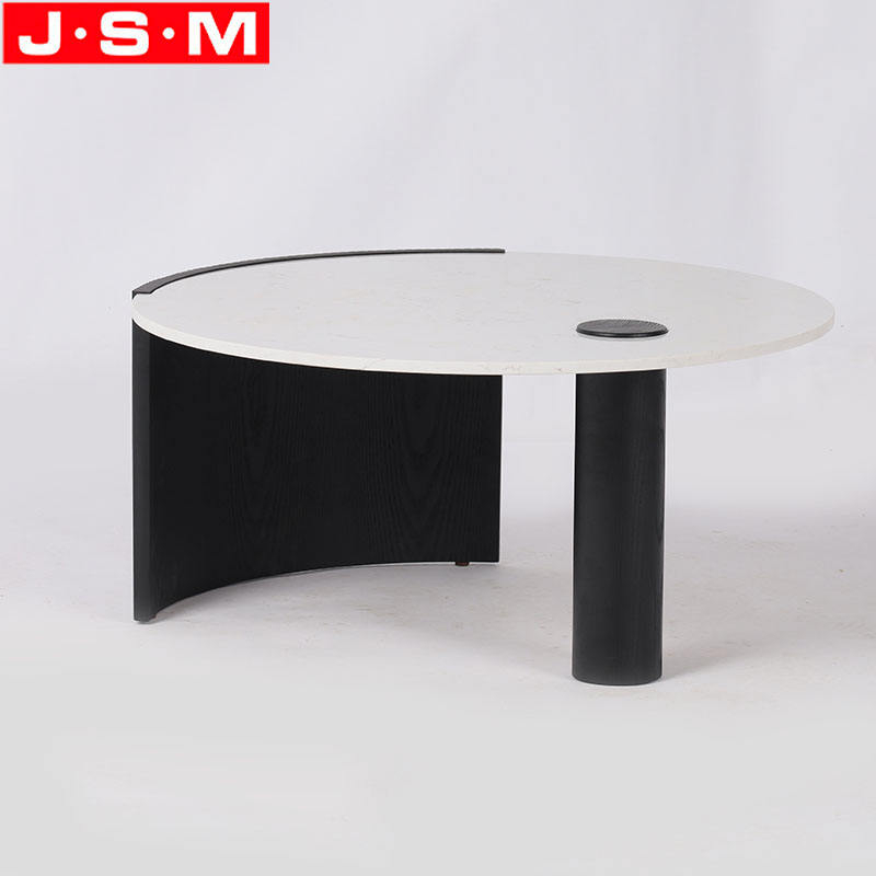 Widely Used Quality Modern Round Table Slatestone Ash Wood Tea Table