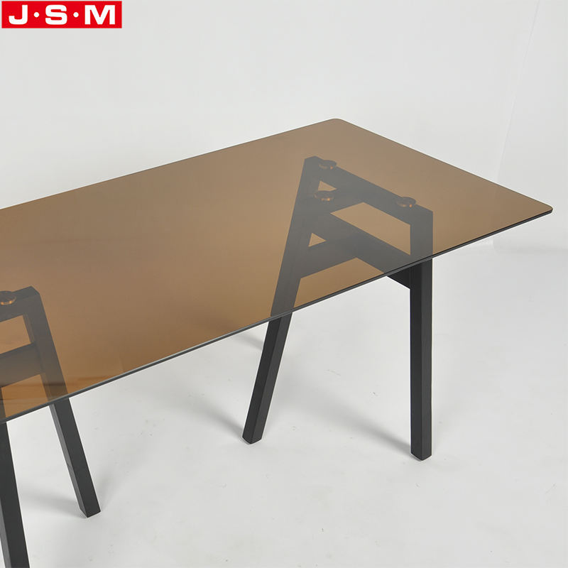 Good Quality Wood Dining Table Tempered Glass Top Dining Room Table