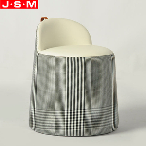 Any Color Is Available Customization Wooden Frame With Foam And Fabric Round Ottoman Stool