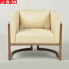 Modern Ash Timber Base Leisure Chair Living Room Armchair Cushion Fabric Single Armchair