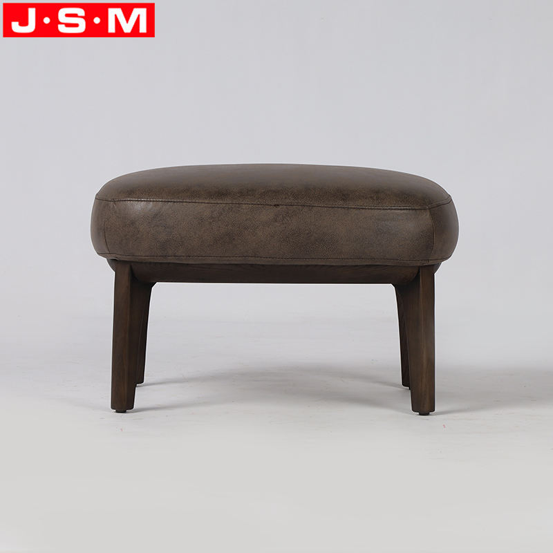 Hot Sale Ash Timber Bedroom PU Leather Stool Fabric Ottoman Chair