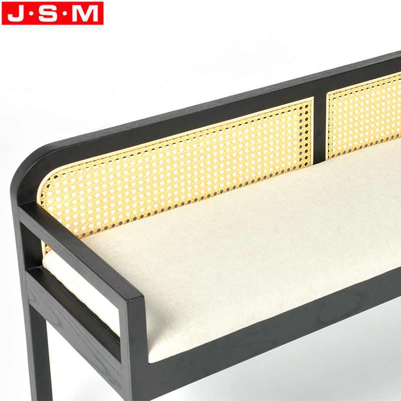 Plastic Rattan Back Chair Cushion Seat Long Benches Chair With Arm