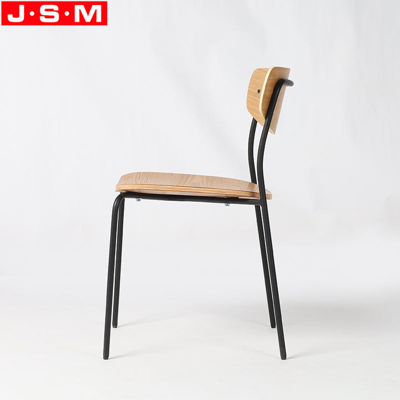 Simple Design Dining Chair Plywood Metal Frame Dining Chair Can Stackable