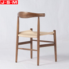 Vintage Paper Rope Seat Living Room Wooden Legs Restaurant Dining Chair