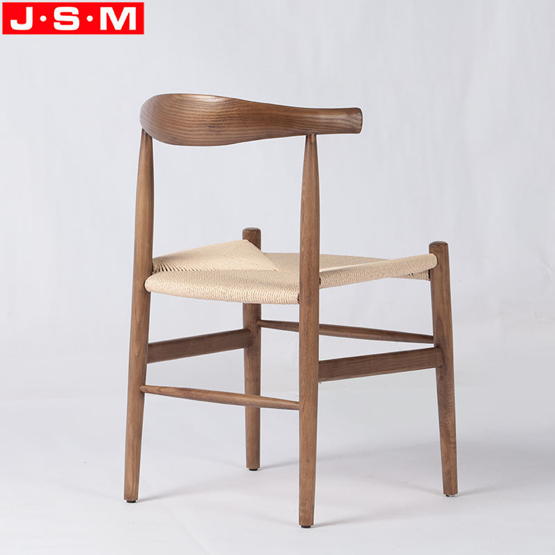 Vintage Paper Rope Seat Living Room Wooden Legs Restaurant Dining Chair