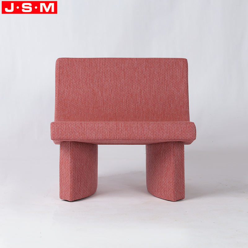 New Design Red Art Metal Frame Foam And Fabric Coffee Shop Sofa Armchair