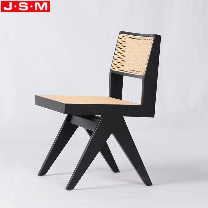 High Quality Antique Plastic Rattan Back And Seat Wood Dining Chairs
