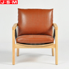 Retro Furniture Hotel Lounge Reception Bedroom Wooden Frame Leather Armchair