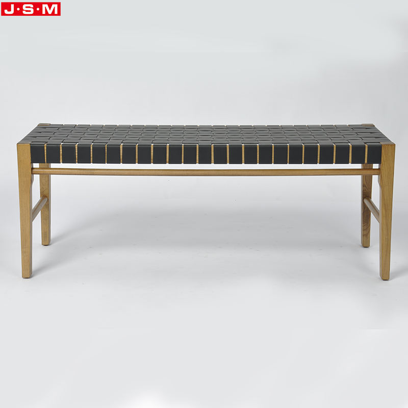 Modern Park Garden Patio Woodworking Leather Wooden Flat Ottoman Benches