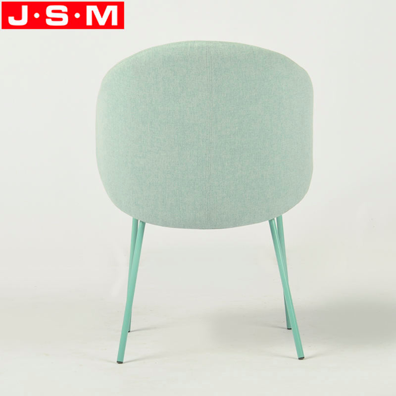 High Quality Wooden One Seat Light Green Low Back Metal Base Dining Chair