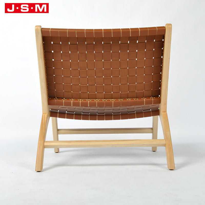 Modern Leisure Artificial Leather Seat Ash Timber Wooden Armchair